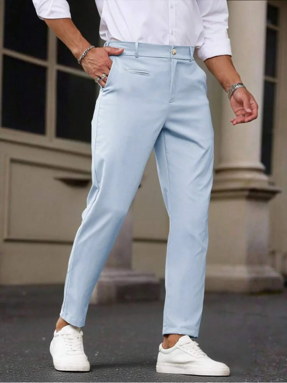 Men's Light Blue Slim Dress Pants Size XL